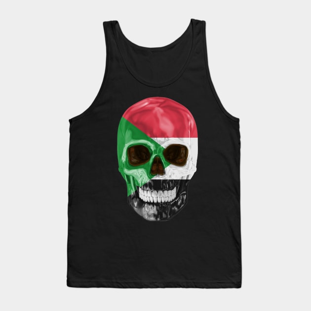 Sudan Flag Skull - Gift for Sudanese With Roots From Sudan Tank Top by Country Flags